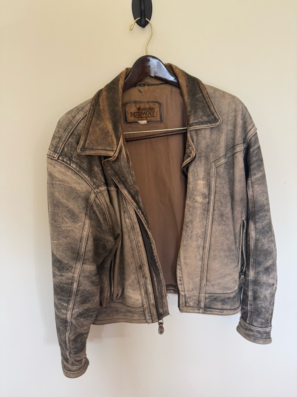 Distressed Brown Leather Jacket for Men